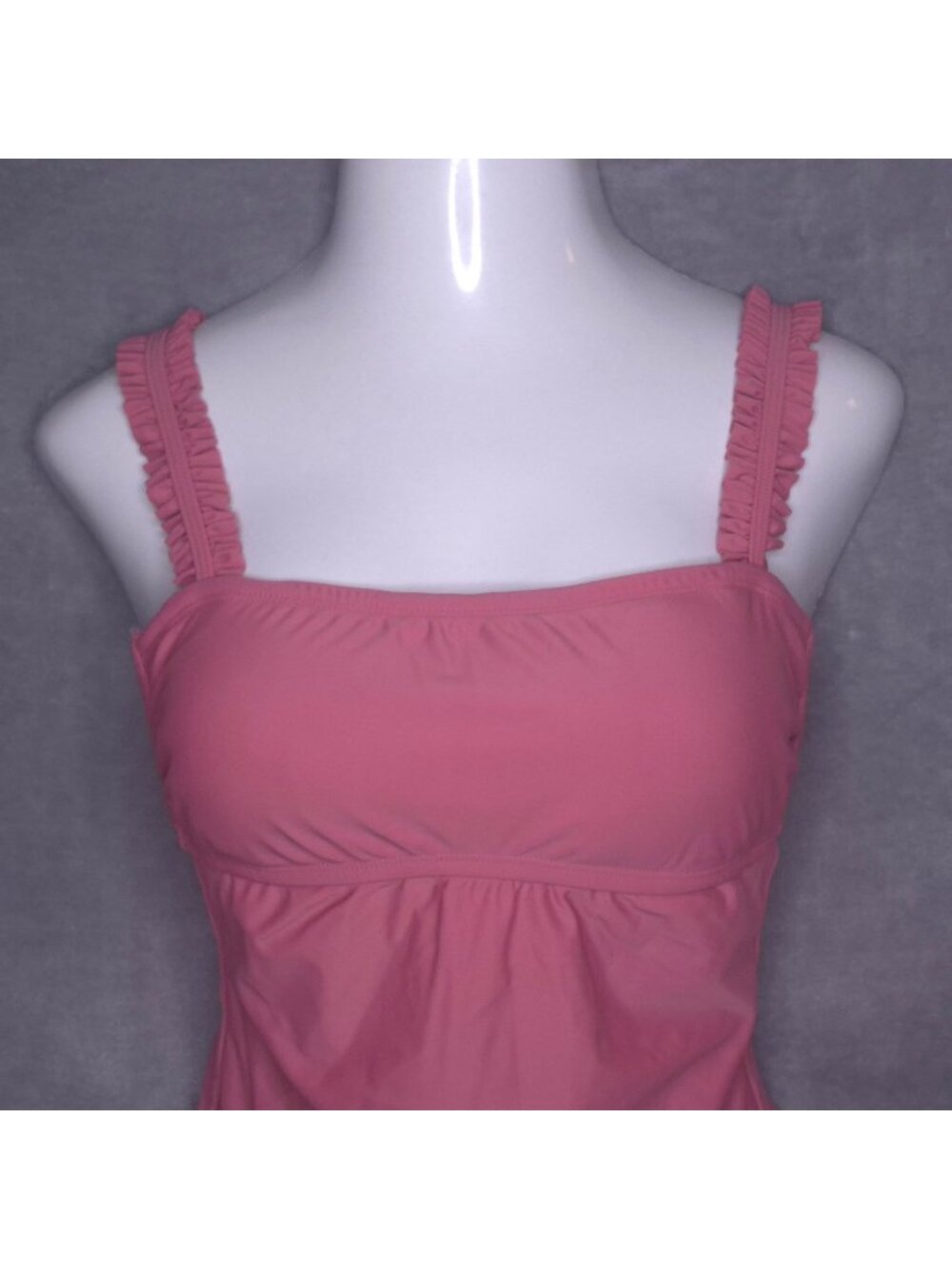 Kona Sol Pink Ruffled Strap One-Piece Swimsuit With Bow Detail Medium